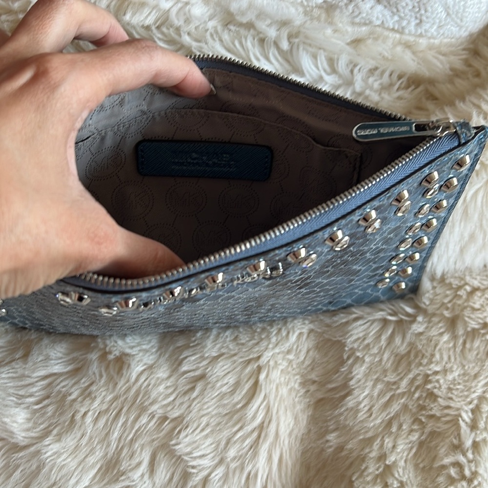 Blue Python Michael Kors Wristlet With Silver Stu… - image 3